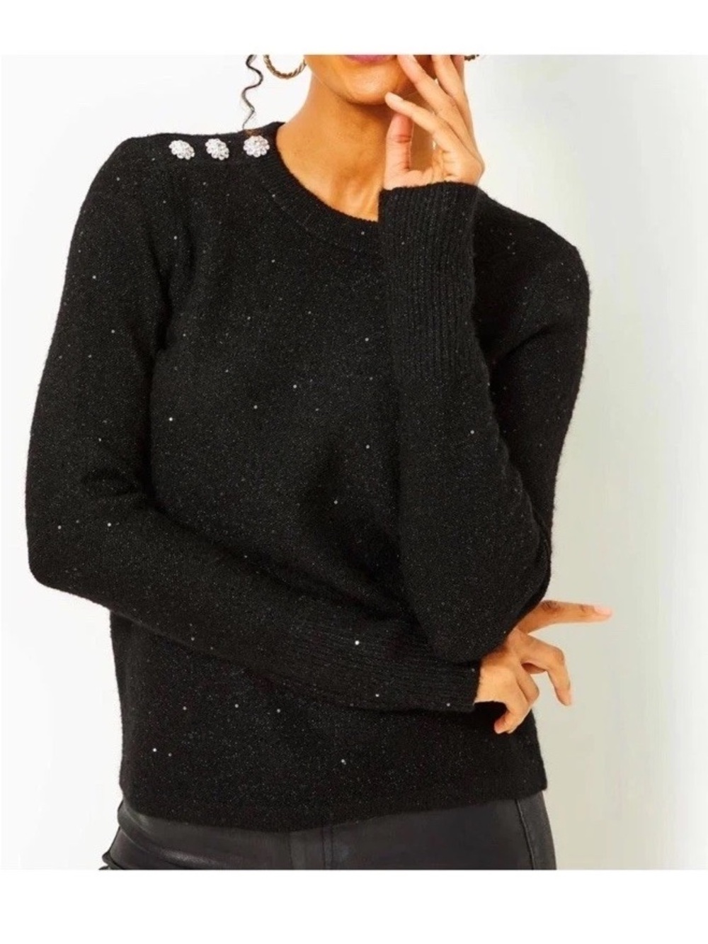 Lily Pulitzer Black Morgen Sweater with Buttons